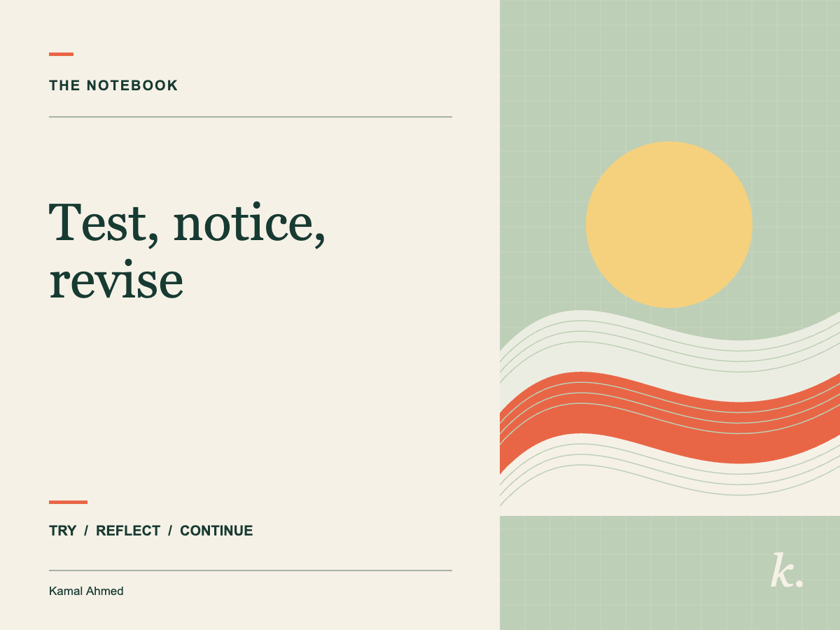 Test, notice, revise